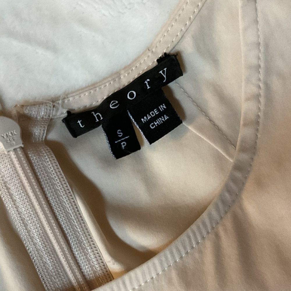Theory Cream Sleeveless Peplum Top, Small - Picture 6 of 6